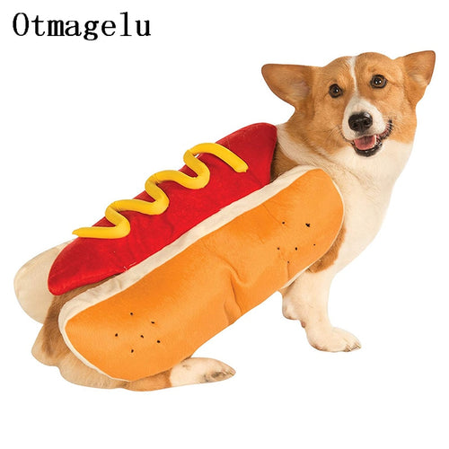 Funny Pet Cat Dog Sausage Costumes Small Dog Apparel Clothes For Halloween Party Hamburger Cosplay Costume Cloak Dog Accessories
