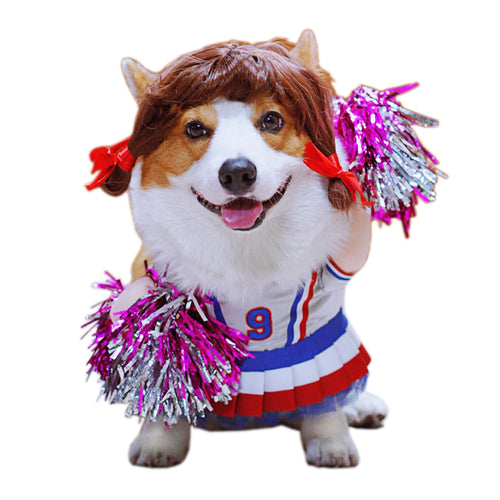 Funny Pet Costume Ball Game Cheerleaders Cosplay Clothes for Cats Puppy Dogs Summer Cat Clothes Dog T-Shirt Halloween Xmas Suit