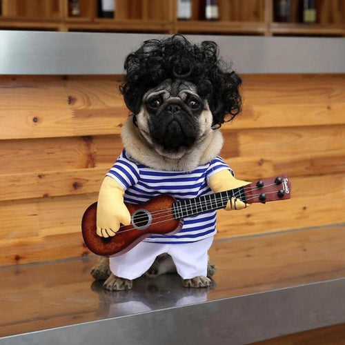 Funny Pet Guitar Player Cosplay Dog Cat Costume Guitarist Dressing Up Party Xmas New Year Clothes For Dog Cats Costume