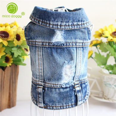 New 2018 Denim Pet Dog Clothes Pets Coat Cave Cowboy Puppy Dog Clothes for Dog XS-2XL Jeans Jacket Casual Style