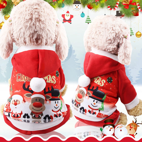 Pet Clothes for Christmas Cat Dog Jumpsuit Warm Winter Puppy Clothing Santa Snowman Elk Jumpsuits Small Dogs Cute Pet Costumes